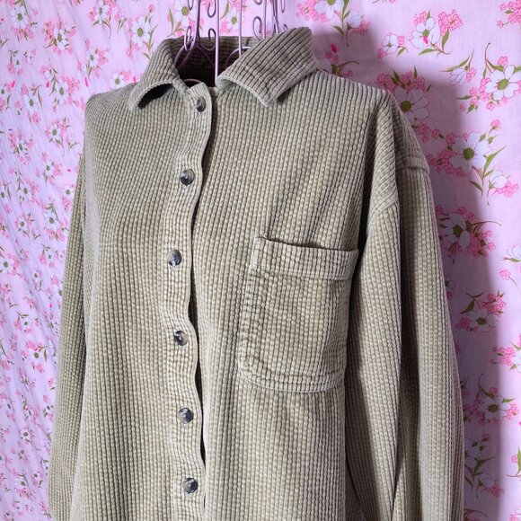 vtg vintage ll bean corduroy  shacket  90s cottage core grandma celery green - Picture 3 of 8